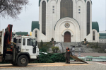В центре Калининграда приступили к установке новогодней ёлки (фото)