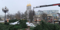На площади Победы приступили к установке искусственной ели - Калининградская ГТРК