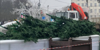 На площади Победы в Калининграде ветром снесло верхушку новогодней ёлки - Kaliningrad.Ru